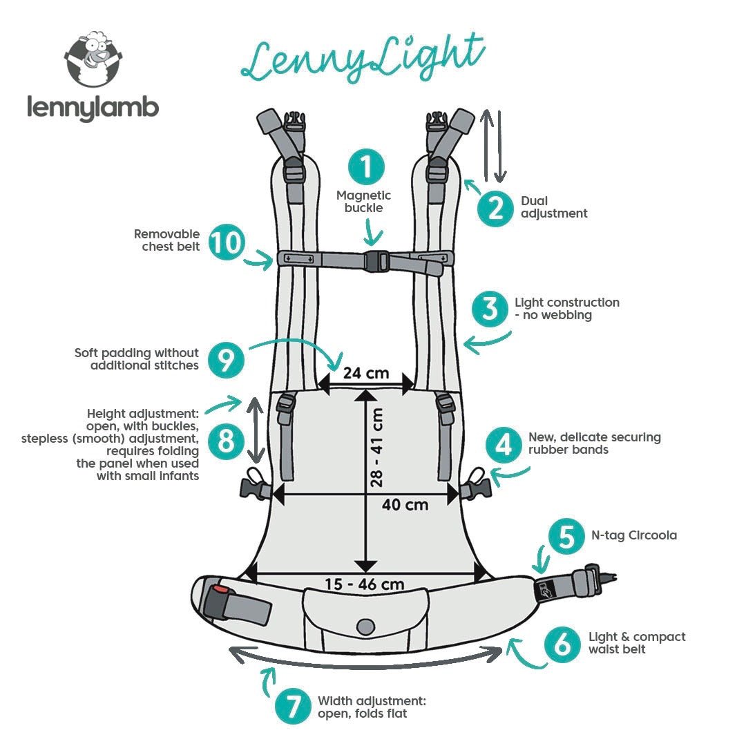 LennyLamb - LennyLight Baby Carrier - Peacock's Tail - Black Opal - Cloth and Carry