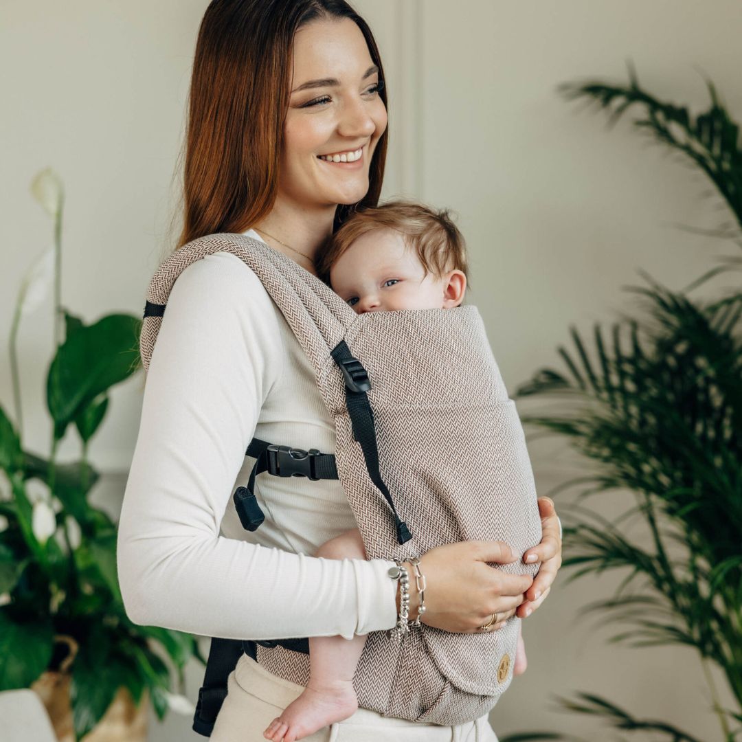 LennyLamb - LennyLight Baby Carrier - Little Herringbone Almond (100% Cotton) - Cloth and Carry