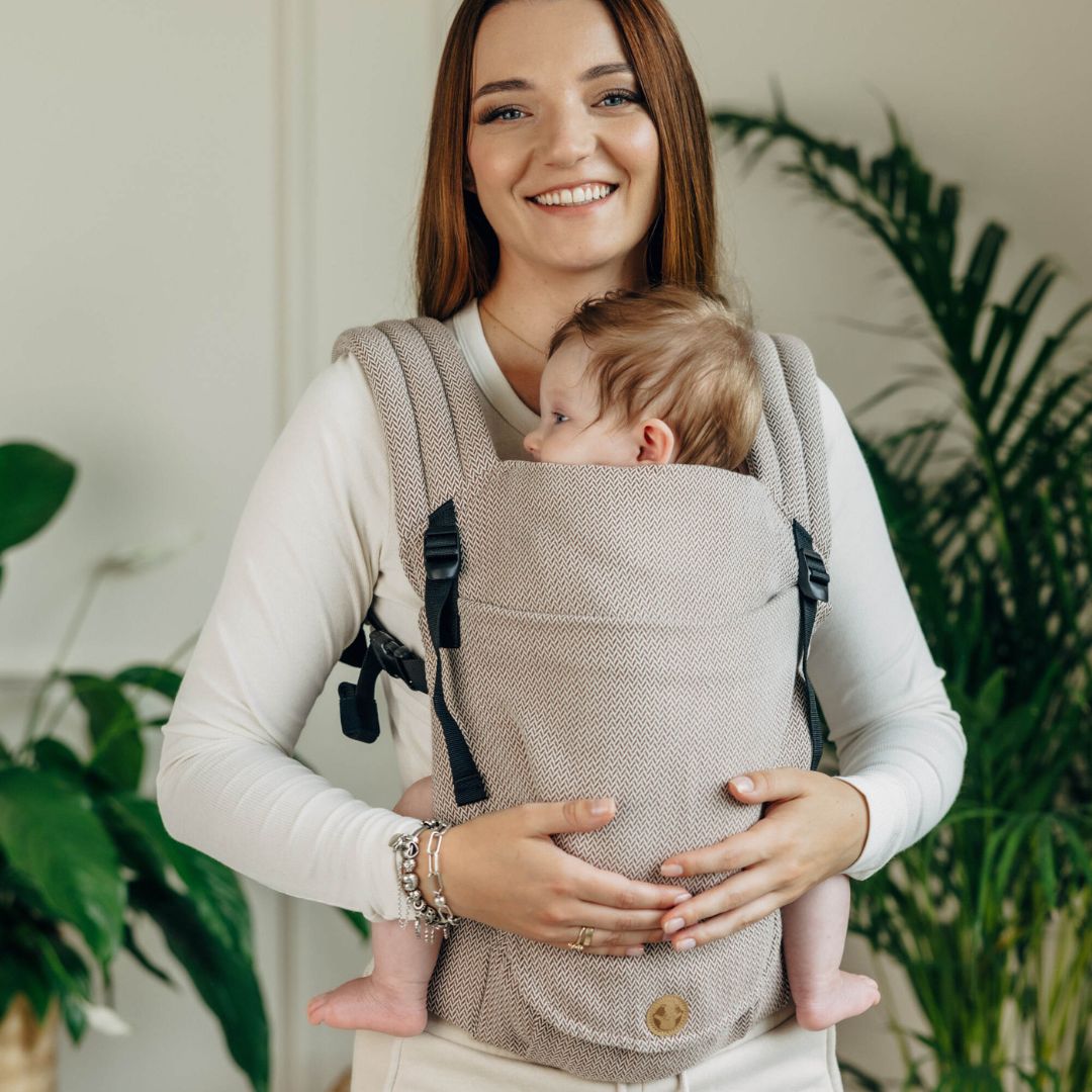 LennyLamb - LennyLight Baby Carrier - Little Herringbone Almond (100% Cotton) - Cloth and Carry