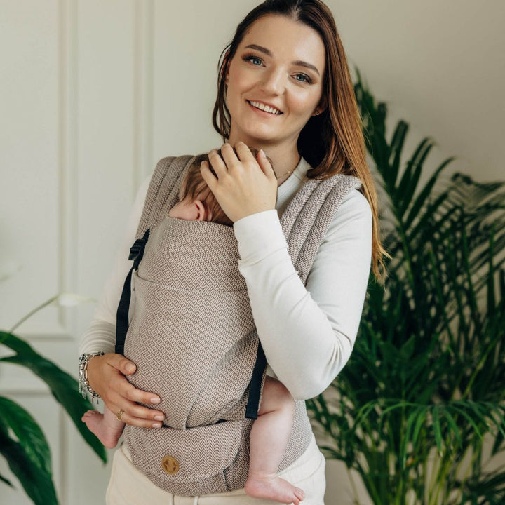 LennyLamb - LennyLight Baby Carrier - Little Herringbone Almond (100% Cotton) - Cloth and Carry