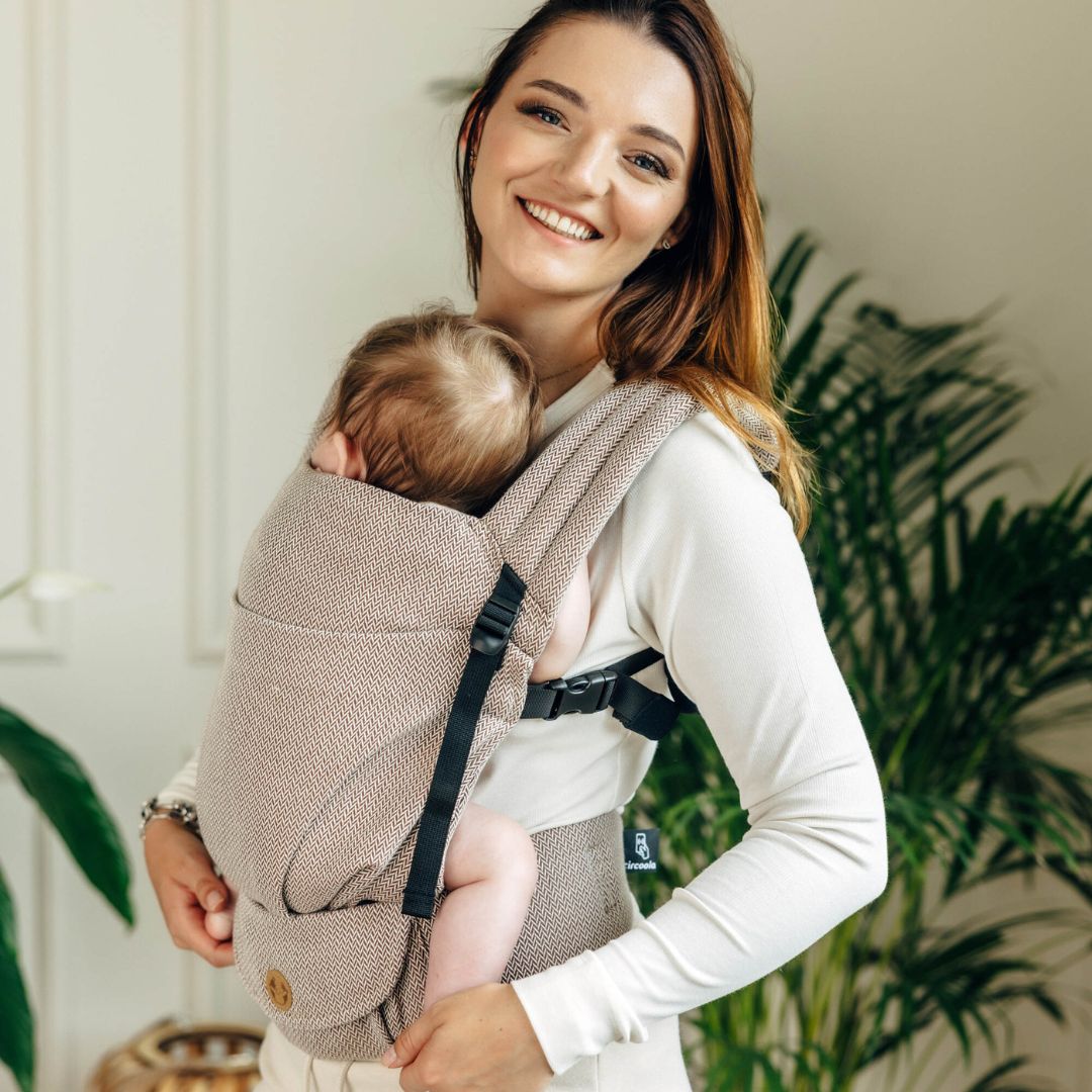 LennyLamb - LennyLight Baby Carrier - Little Herringbone Almond (100% Cotton) - Cloth and Carry