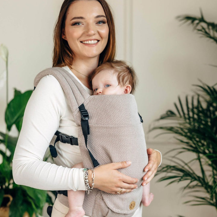 LennyLamb - LennyLight Baby Carrier - Little Herringbone Almond (100% Cotton) - Cloth and Carry