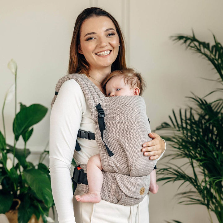 LennyLamb - LennyLight Baby Carrier - Little Herringbone Almond (100% Cotton) - Cloth and Carry