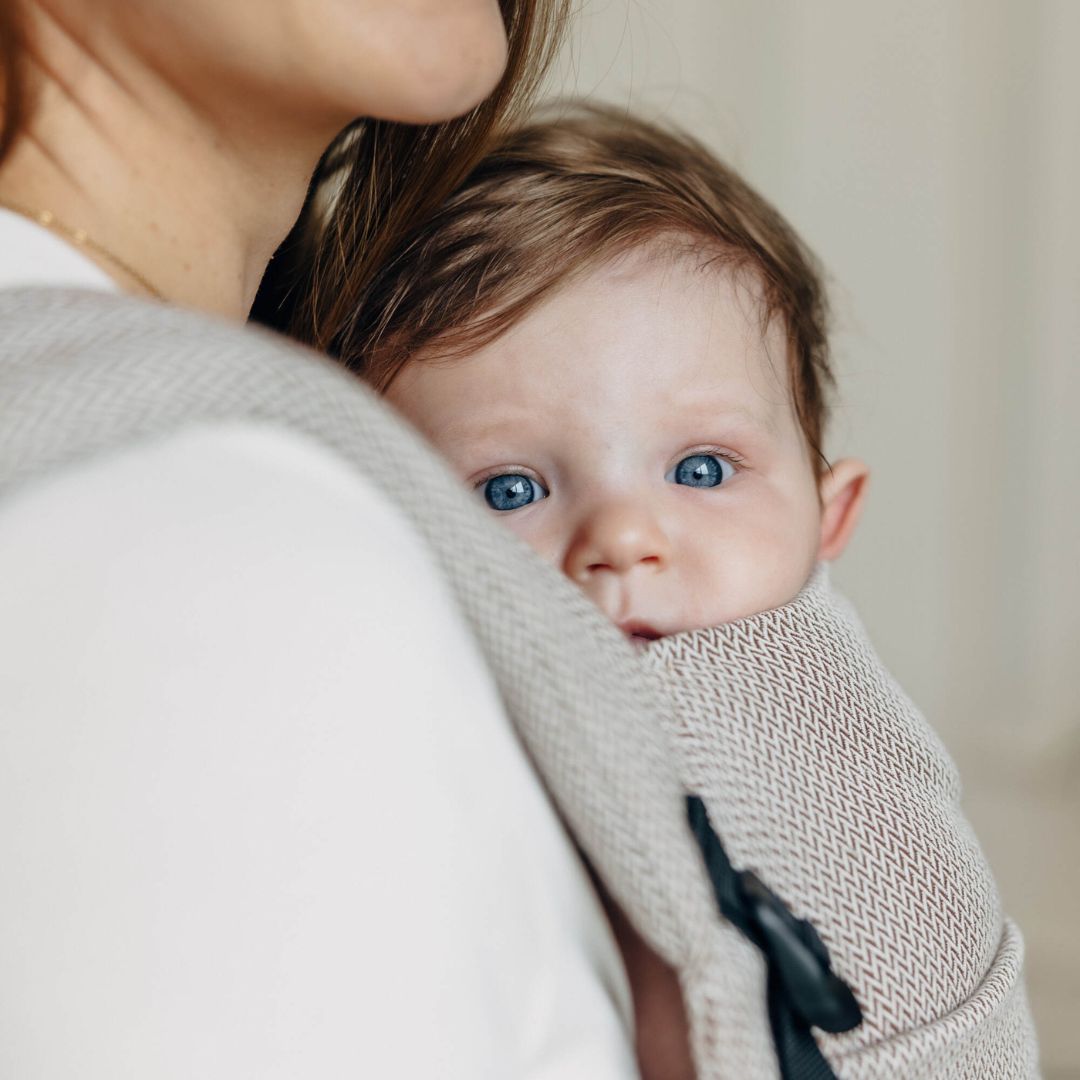 LennyLamb - LennyLight Baby Carrier - Little Herringbone Almond (100% Cotton) - Cloth and Carry