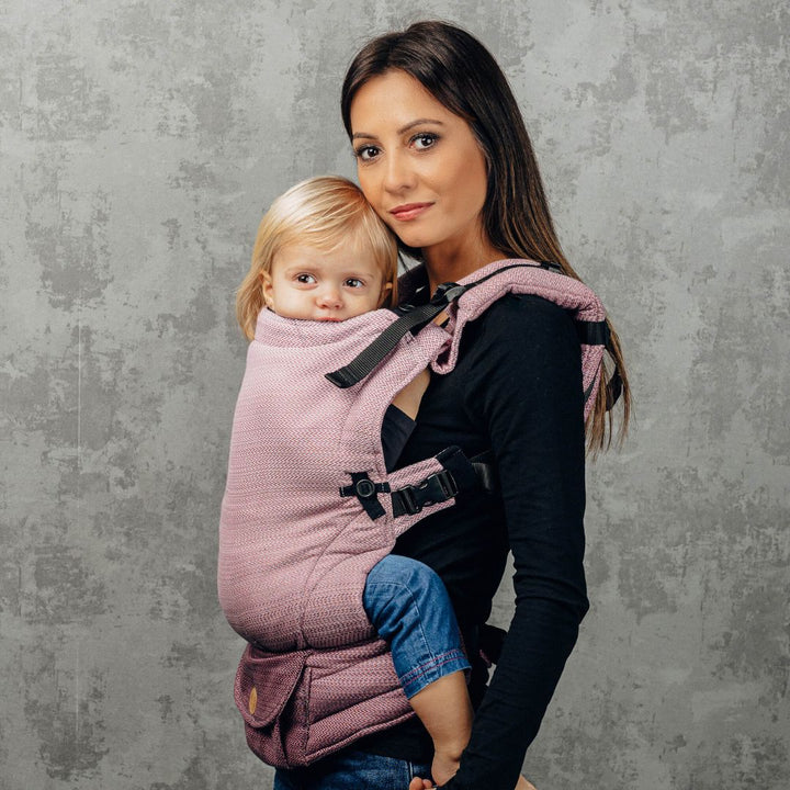 LennyLamb - LennyUpgrade Baby Carrier - Little Herringbone - Ombre Pink - Cloth and Carry