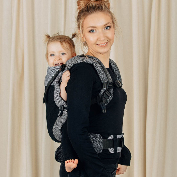 LennyLamb - LennyUpgrade Mesh Baby Carrier - Little Herringbone - Ombre Grey - Cloth and Carry