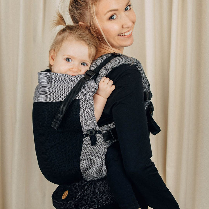 LennyLamb - LennyUpgrade Mesh Baby Carrier - Little Herringbone - Ombre Grey - Cloth and Carry