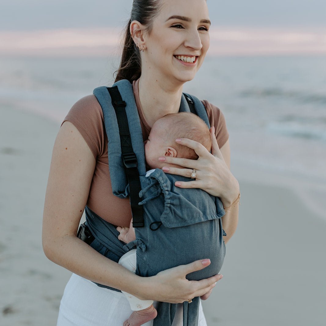 QuokkaBaby - QuokkaBaby Half Buckle Mei Carrier - Denim Blue - Cloth and Carry